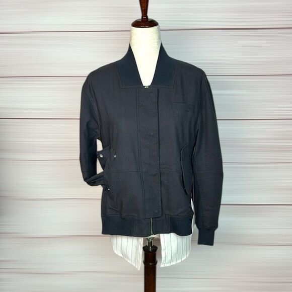 Sosken Charcoal Bomber Layered Combo Jacket & Striped Shirt Cotton Blend size 0 - Picture 2 of 16